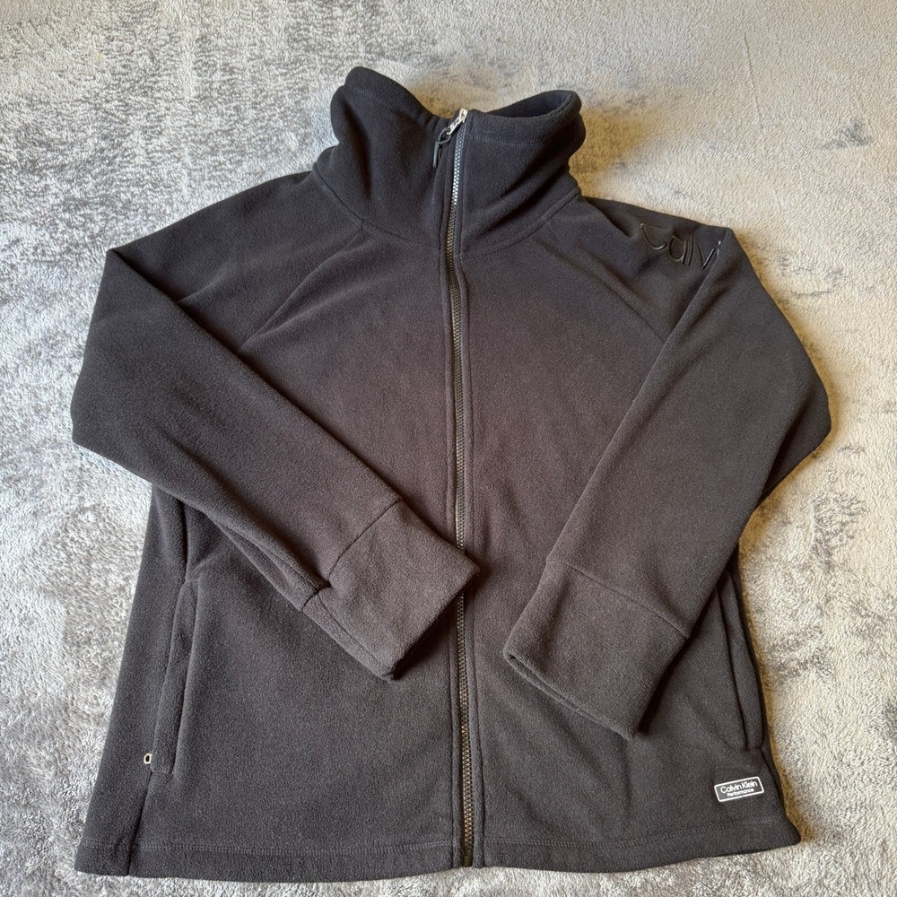 Calvin Klein Performance Black‎ Full Zip Fleece Jacket Funnel Neck XL